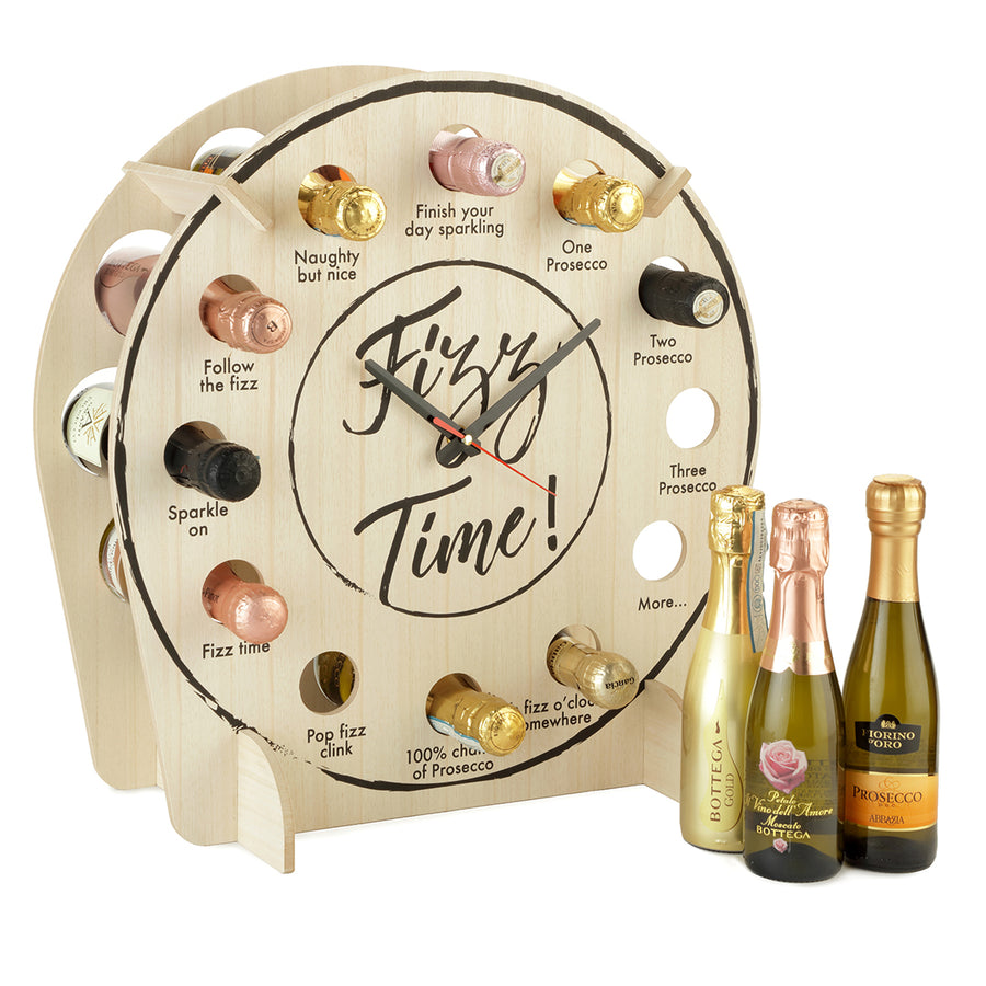 A novelty clock, perfect for Prosecco lovers including 12 bottles of premium Prosecco.